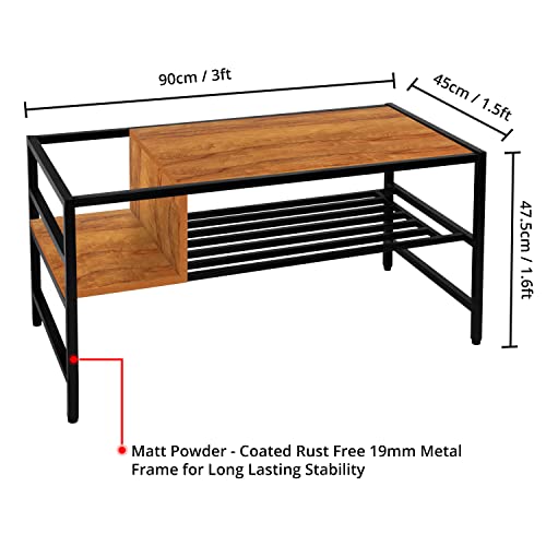 ABOUT SPACE Coffee Table with Magazine Rack (Wood Colour - L 90 x B 45 x H 47.5 cm)