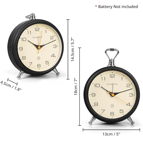 About Space Metal Alarm Clock-Analog Silent Vintage Clock(Battery Not Included)-13 Cm Black