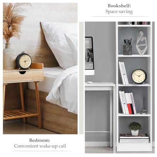 About Space Metal Alarm Clock-Analog Silent Vintage Clock(Battery Not Included)-13 Cm Black