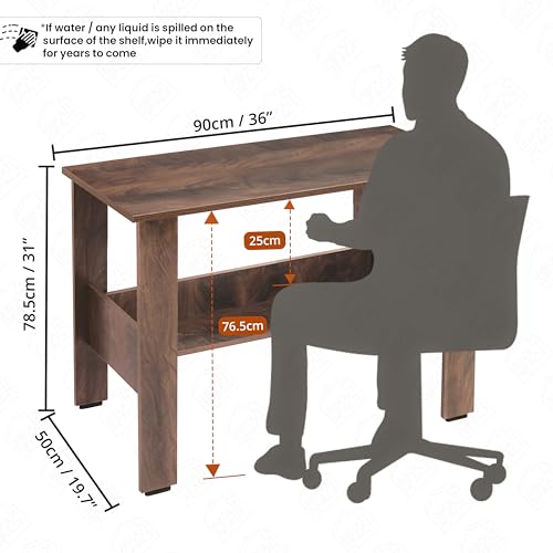 ABOUT SPACE Study Table | Multipurpose Office Desk with Storage - (L90 x B50 x H78.5 cm - Walnut)