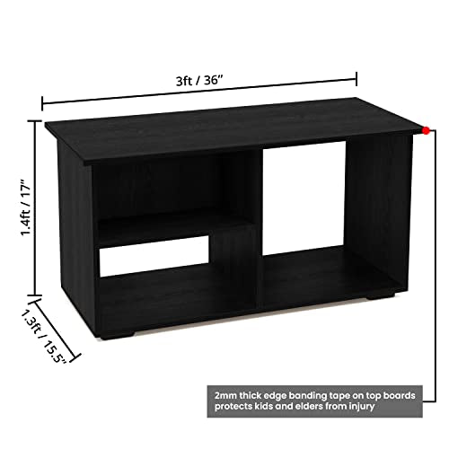 ABOUT SPACE Coffee Table with Storage (Black Mahogany - L 90 x B 40 x H 42 cm)