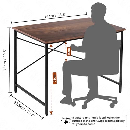 ABOUT SPACE Office Table with Spacious Tabletop (Walnut-L 91 x B 60.5 x H 75cm)