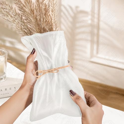 ABOUT SPACE Flower Vase - Irregular Bag Shape Vase for Living Room - Folded Paper Glass Vase for Water Plants - Frosted Centerpiece Vase for Home Decor - Table Top Decor for Home, Restaurants