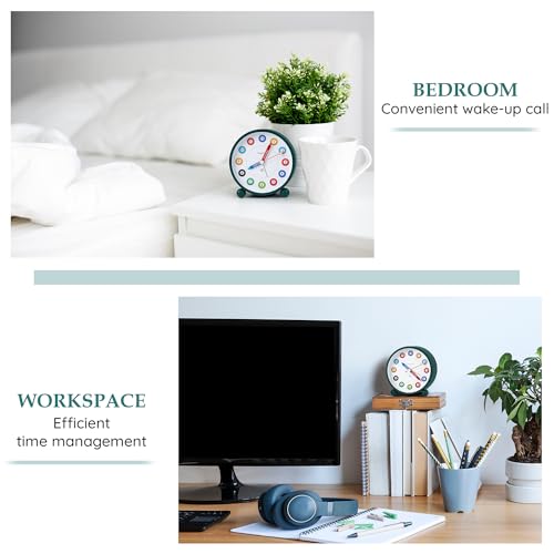 ABOUT SPACE Alarm Clock - Silent Analog Table Clock with Night Light - Green (Battery not included)