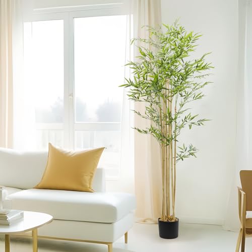 ABOUT SPACE 6 ft Artificial Bamboo Tree Plant Decor with Pot & 1536 Leaves