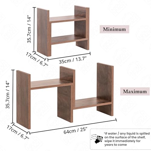 ABOUT SPACE DIY Desk Organizer - Desktop Storage Organizer Table Top Shelf - Engineered Wood Desk Organiser for Study Table Office Table Organiser for Home (L 64 x B 17 x H 35.5 cm) - Walnut