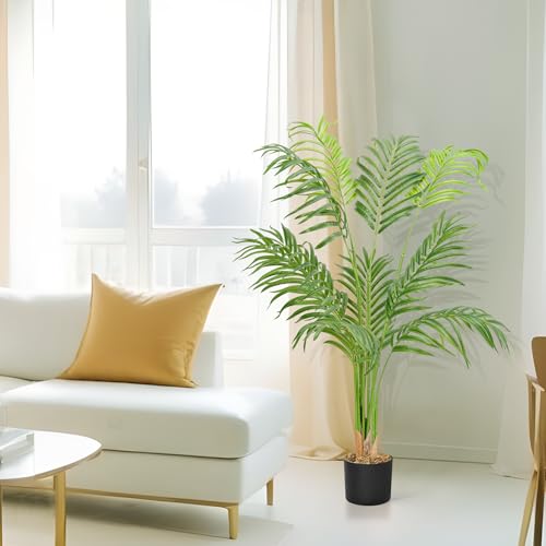 ABOUT SPACE 4 ft Artificial Palm Tree Plant Decor with Pot & 10 Leaves