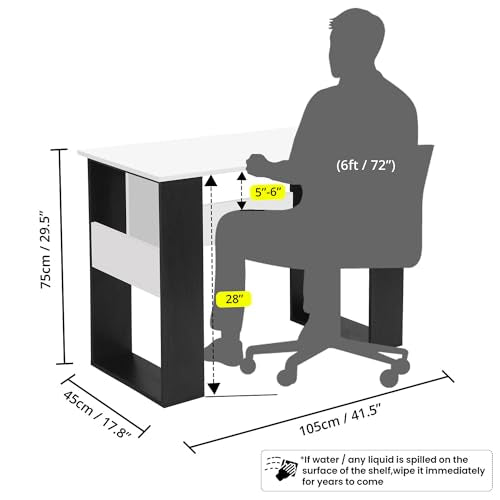 ABOUT SPACE Study Table for Students - Adults Work Table for Home Office with Storage Computer Table | Writing | Workstation | Multipurpose Desk (Black Mahogany & White - L 105 x B 45 x H 75cm)