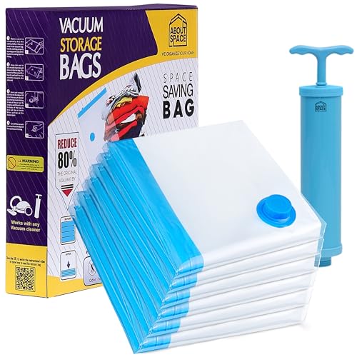 ABOUT SPACE 6 Medium Vacuum Bags for Travel with Hand Pump