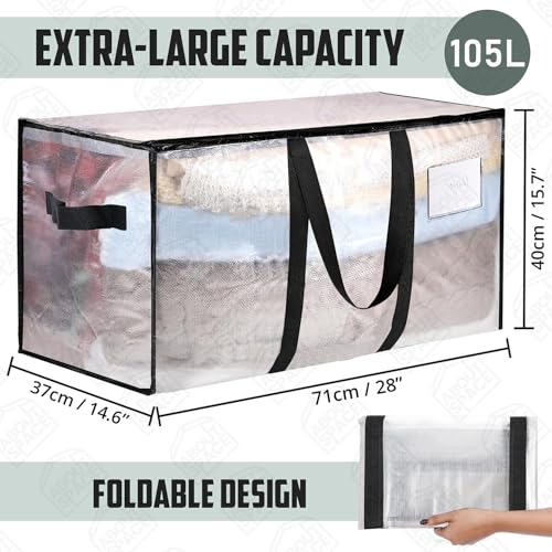 B0DP9GLX78 ABOUT SPACE 1 Pc Extra Large Moving Bag 105 L Storage Bags for Clothes Large - PP Packing Bags for Shifting- Organizer Bag for Books, Blanket Cover Bag with Wrap Around Handles & Zipper - Black