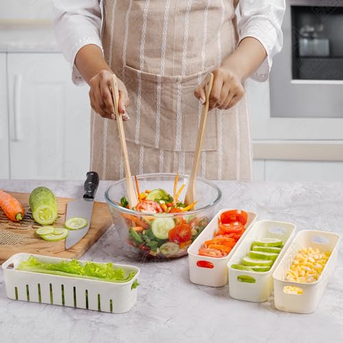 ABOUT SPACE Fridge Organiser - 4 Partition Fridge Containers for Storage with Lid & Handle (L 31 x B 24 x H 7 cm)