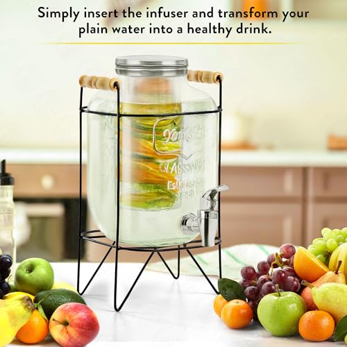 ABOUT SPACE 5 Litre Glass Water Dispenser with Tap, Infuser & Stand