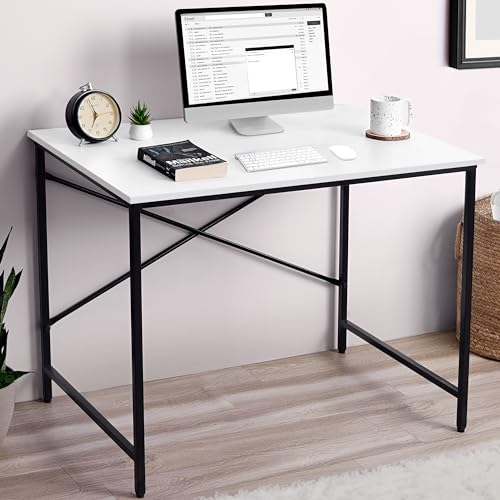 ABOUT SPACE Office Table with Spacious Tabletop (White -L 91 x B 60.5 x H 75cm)