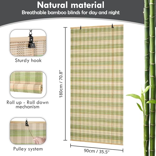 ABOUT SPACE Bamboo Curtains 1 Pc - (Green & Beige,W 3 ft x H 6 ft)