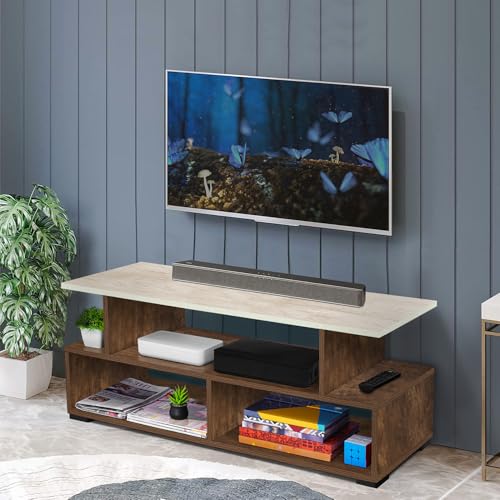 ABOUT SPACE TV Stand - Engineered Wood TV Showcase with Foot Pad - Walnut (L 101 x B 40.5 x H 41 cm)