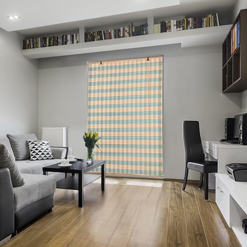 ABOUT SPACE Bamboo Curtains 1 Pc - (Blue & Beige,W 4 ft x H 6 ft)