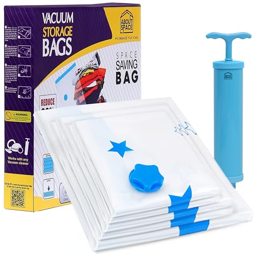 ABOUT SPACE 4 Small Vacuum Bags for Travel with Hand Pump