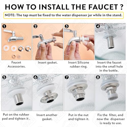 ABOUT SPACE 4 Litre Glass Water Dispenser with Tap, Infuser & Stand - Air Tight Lid Detox Water Jar - Mason Jar - Counter Tabletop Juice, Infused Water Beer Dispenser for Home Restaurant Party