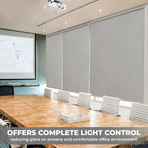 ABOUT SPACE Window Blinds - 3 x 7 ft Blackout Roller Blinds with Pull Bead for Privacy, UV Protection | Corded Roll Up Curtain Window Shades for Home, Office, Living Room, Bedroom- Grey