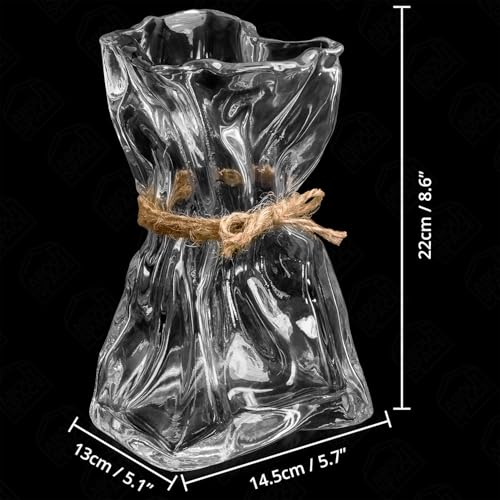 B0DNDWBWGB ABOUT SPACE Flower Vase - Irregular Bag Shape Vase for Living Room - Folded Paper Glass Vase for Water Plants - Transparent Centerpiece Vase for Home Decor - Table Top Decor for Home, Restaurants