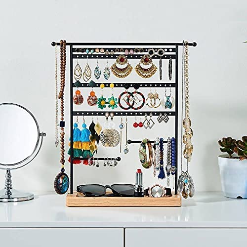 ABOUT SPACE Metal Jewellery Display Stand - 1.2 Feet - Double Sided Necklace/Chain/Bracelets Hanging Organiser - Earring Holder