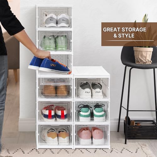 ABOUT SPACE Sneaker Box- 9 Pair Shoe Rack | Collapsible Shoe Organiser With Door-Foldable (White)