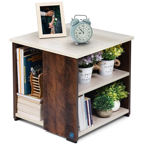 ABOUT SPACE Portable Wooden Centre Table , End & Sofa Side Table , Bed Side Table , Corner Coffee Table with Solid Finish Space Saving Furniture with Storage for Living Room (50 x 50 x 52 cm)