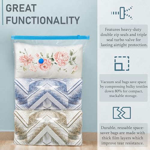 ABOUT SPACE 6 Jumbo Vacuum Bags for Travel with Hand Pump