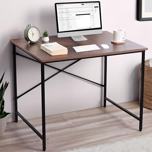 ABOUT SPACE Office Table with Spacious Tabletop (Walnut-L 91 x B 60.5 x H 75cm)