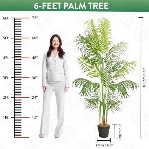ABOUT SPACE 6 ft Artificial Palm Tree Plant Decor with Pot & 15 Leaves