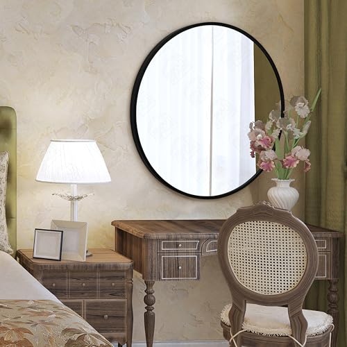 ABOUT SPACE 4mm Heavy Glass HD Mirror 24 Inch Shatter Proof and Explosion Film Proof Circle Mirror