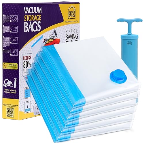 ABOUT SPACE 6 Jumbo Vacuum Bags for Travel with Hand Pump