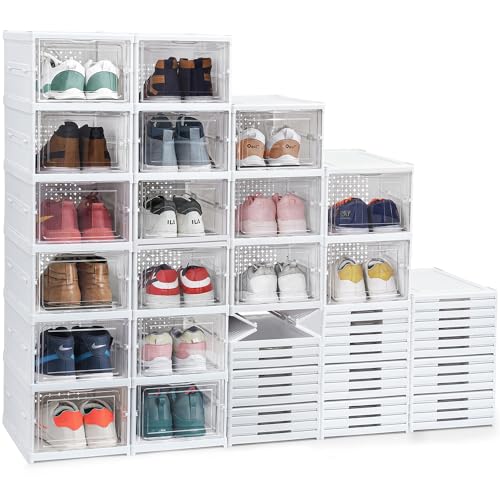 ABOUT SPACE Sneaker Box- 12 Pair Shoe Rack | Collapsible Shoe Organiser With Door-Foldable (White)