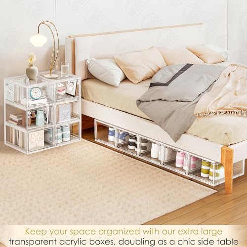 ABOUT SPACE Shoe Boxes - Transparent 1 Pc Acrylic Sneaker Box Crates (L 36 x B 27 x H 23cm)