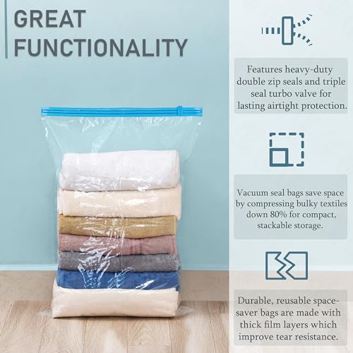 ABOUT SPACE 6 Medium Vacuum Bags for Travel with Hand Pump