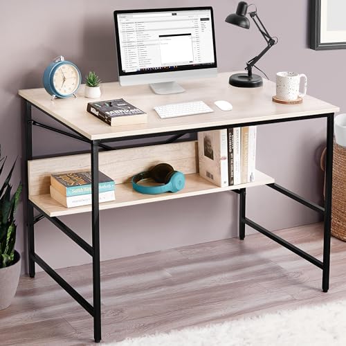 ABOUT SPACE Study Table for Students with Storage Space (Beige - L 91 x B 60.5 x H 75 cm)