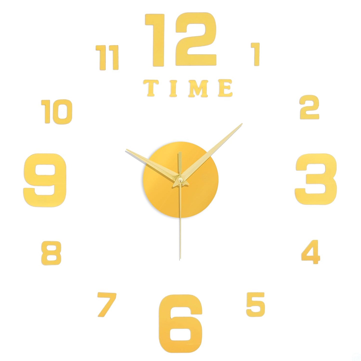ABOUT SPACE Wall Clock - DIY Wall Sticker Clock Self Adhesive, Non-Ticking, Frameless, Acrylic Analog Watch Adjustable Size for Living Room, Bedroom, Office (Gold - Numbers)