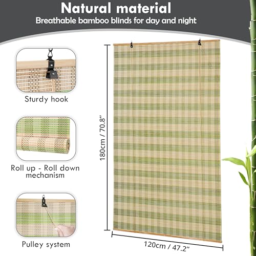 ABOUT SPACE Bamboo Curtains 1 Pc - (Green & Beige,W 4 ft x H 6 ft)