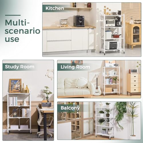 ABOUT SPACE Foldable Kitchen Storage Rack - 4 Tier (White- L 69 x B 31 x H 127 cm)