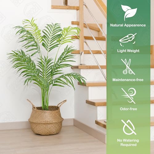ABOUT SPACE 4 ft Artificial Palm Tree Plant Decor with Pot & 10 Leaves