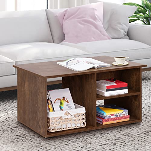 ABOUT SPACE Coffee Table with Storage (Brown - L 90 x B 40 x H 42 cm)
