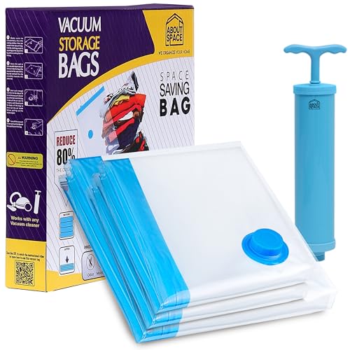 ABOUT SPACE 12 Pack Vacuum Bags for Travel with Hand Pump (3 Jumbo/3 Large/3 Medium/3 Small)