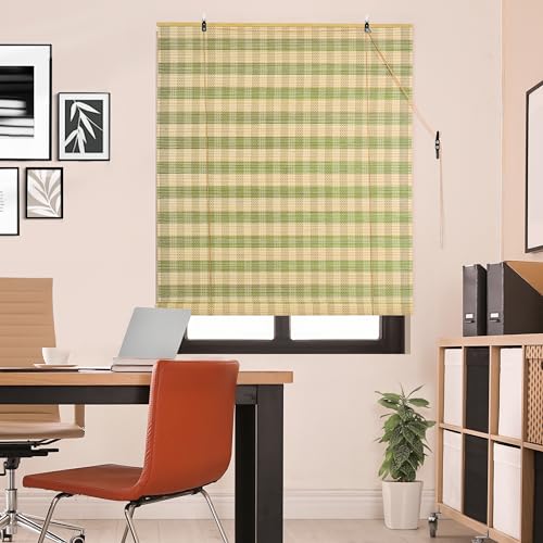 ABOUT SPACE Bamboo Curtains 1 Pc - (Green & Beige,W 4 ft x H 6 ft)