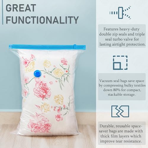 ABOUT SPACE 5 Large Vacuum Bags for Travel with Electric Pump and Hand Pump