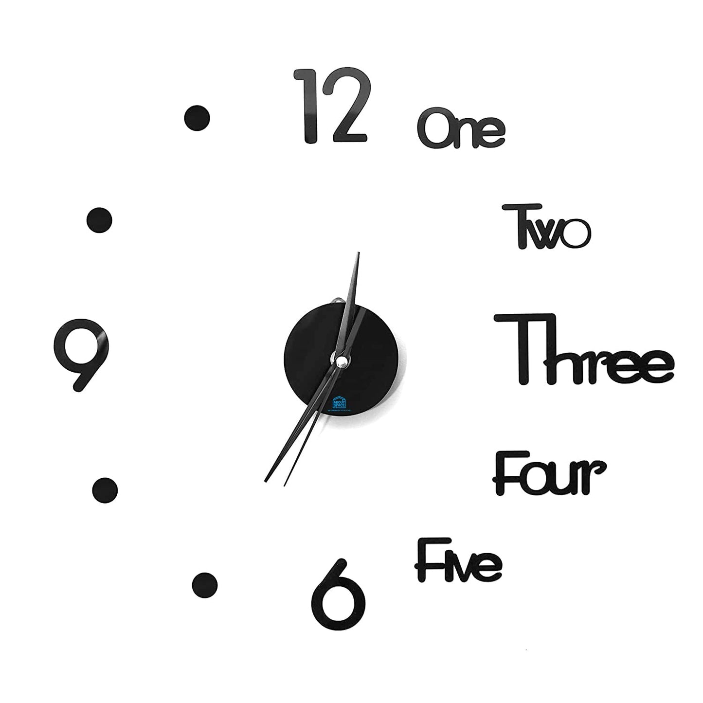 ABOUT SPACE Sticker Wall Clock- DIY 3D Frameless Analogue Self Adhesive (25 cm to 50 cm, Black)