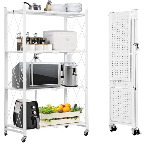 ABOUT SPACE Foldable Kitchen Storage Rack - 4 Tier (White- L 69 x B 31 x H 127 cm)
