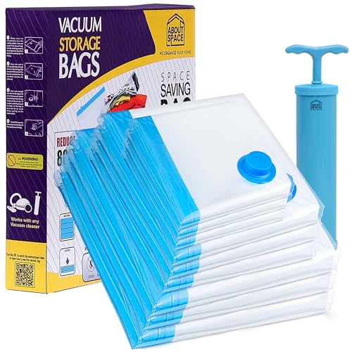ABOUT SPACE 9 Pack Vacuum Bags for Travel with Hand Pump (3 Jumbo/3 Large/3 Medium)