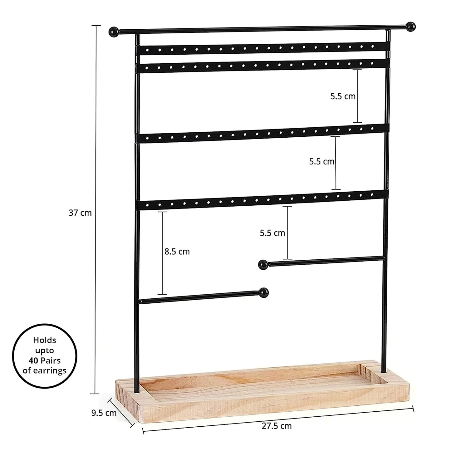 ABOUT SPACE Metal Jewellery Display Stand - 1.2 Feet - Double Sided Necklace/Chain/Bracelets Hanging Organiser - Earring Holder