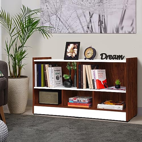 ABOUT SPACE Book Shelf - 5 Compartment Engineered Wood DIY Versatile Book Stand (Oak Red - L 110 x B 30.5 x H 62.5 cm)