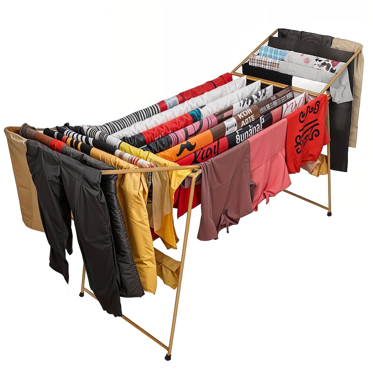 ABOUT SPACE 6Ft Clothes Stand for Drying - Foldable Cloth Dryer Stand - 3 Way Folding Cloth Drying Stand Rack for Balcony Indoor Outdoor - Heavy Duty, Lightweight, Holds up to 25Kg (Wood Color)